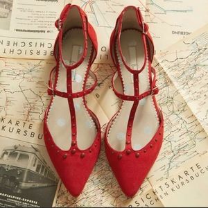 Boden Bonnie Red Studded Flats Size 38